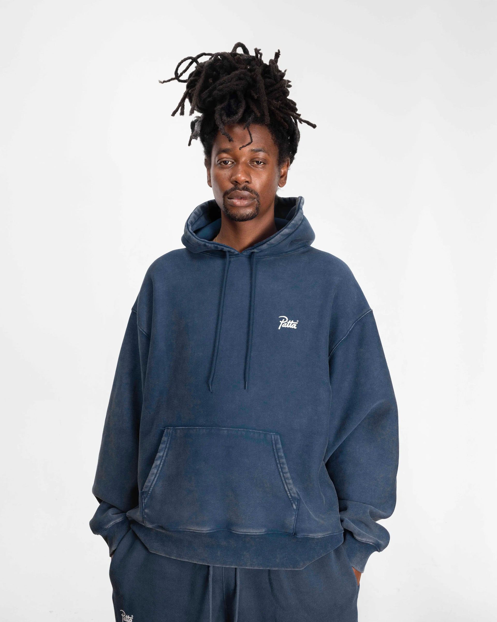 Patta Classic Acid Washed Hooded Sweater (Estate Blue) Patta