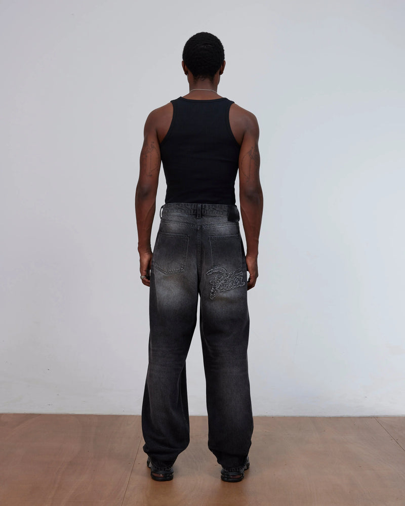 Patta Dark Dirty Whiskers Baggy Denim Pants (Black) Patta