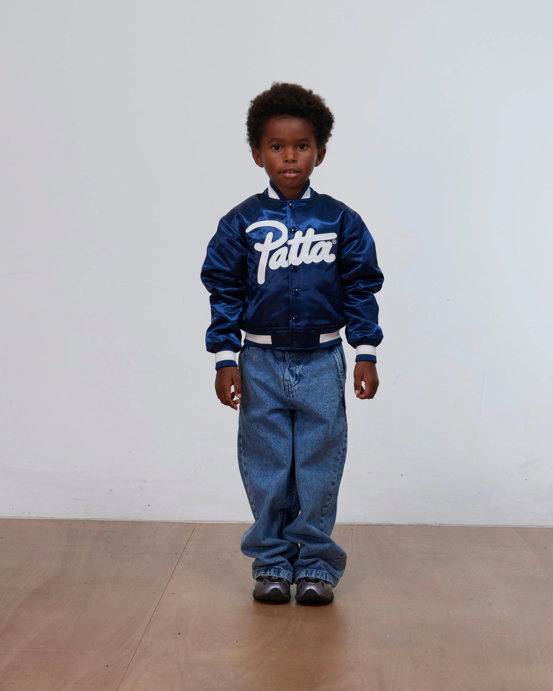Patta Kids Satin Bomber Jacket (Black Iris) Patta