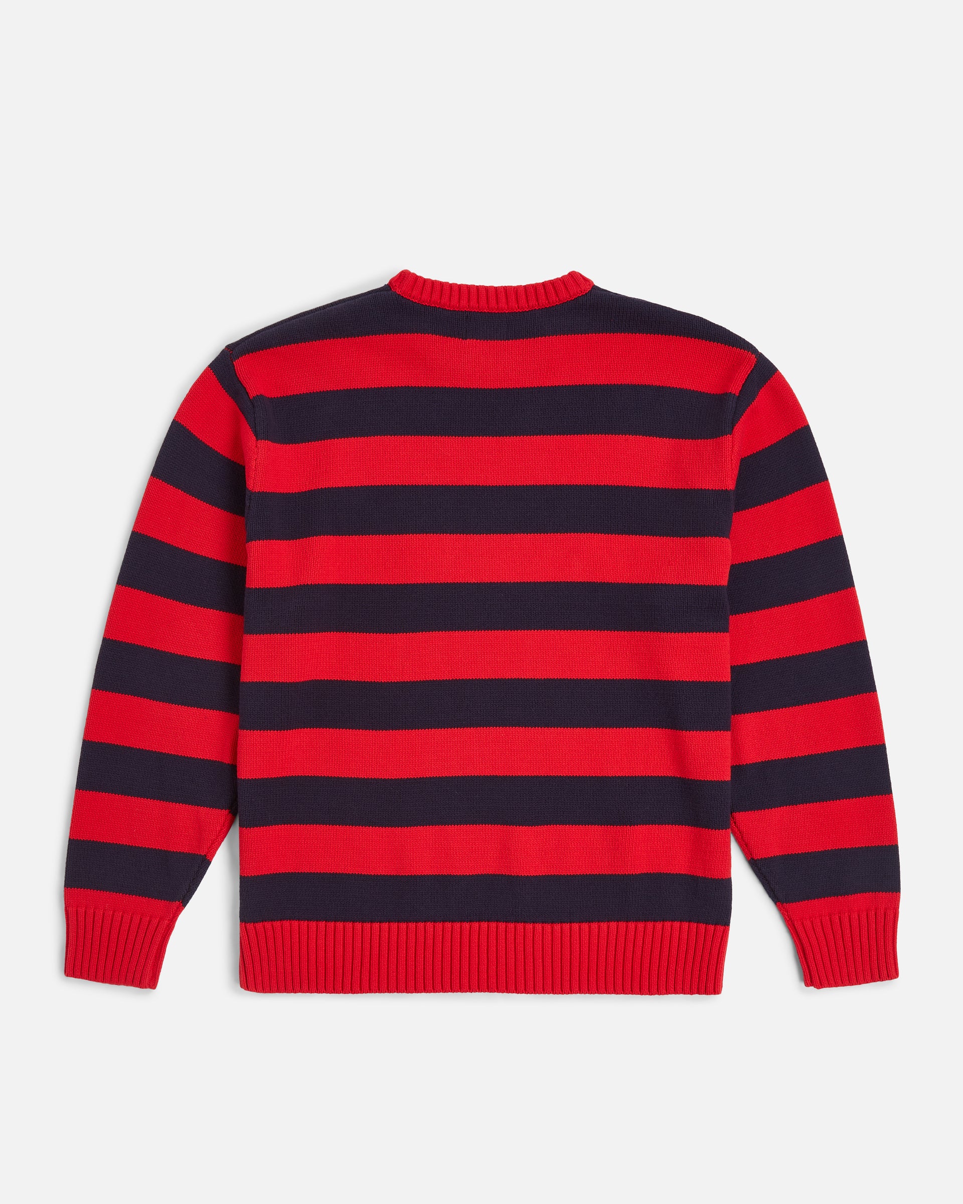 back shot of the striped flag knit