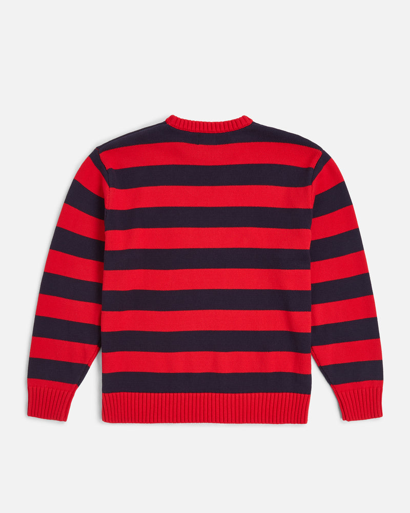 back shot of the striped flag knit