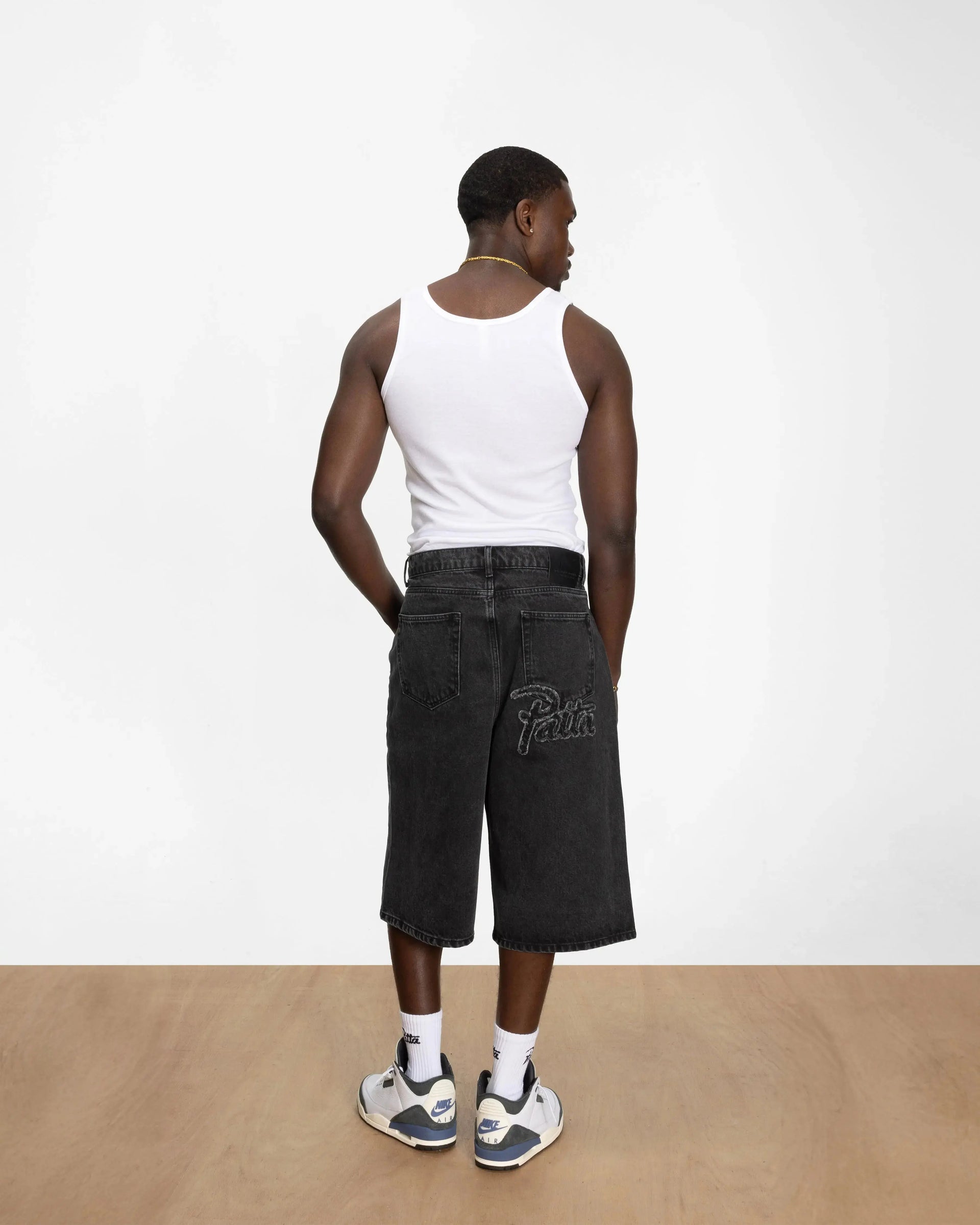 Patta Whiskers Denim Shorts (Black) (Black Denim) Patta