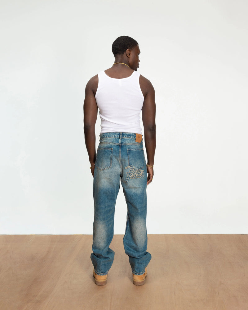 Patta Dirty Whiskers Denim Pants (Sandwashed Light Blue Denim) Patta